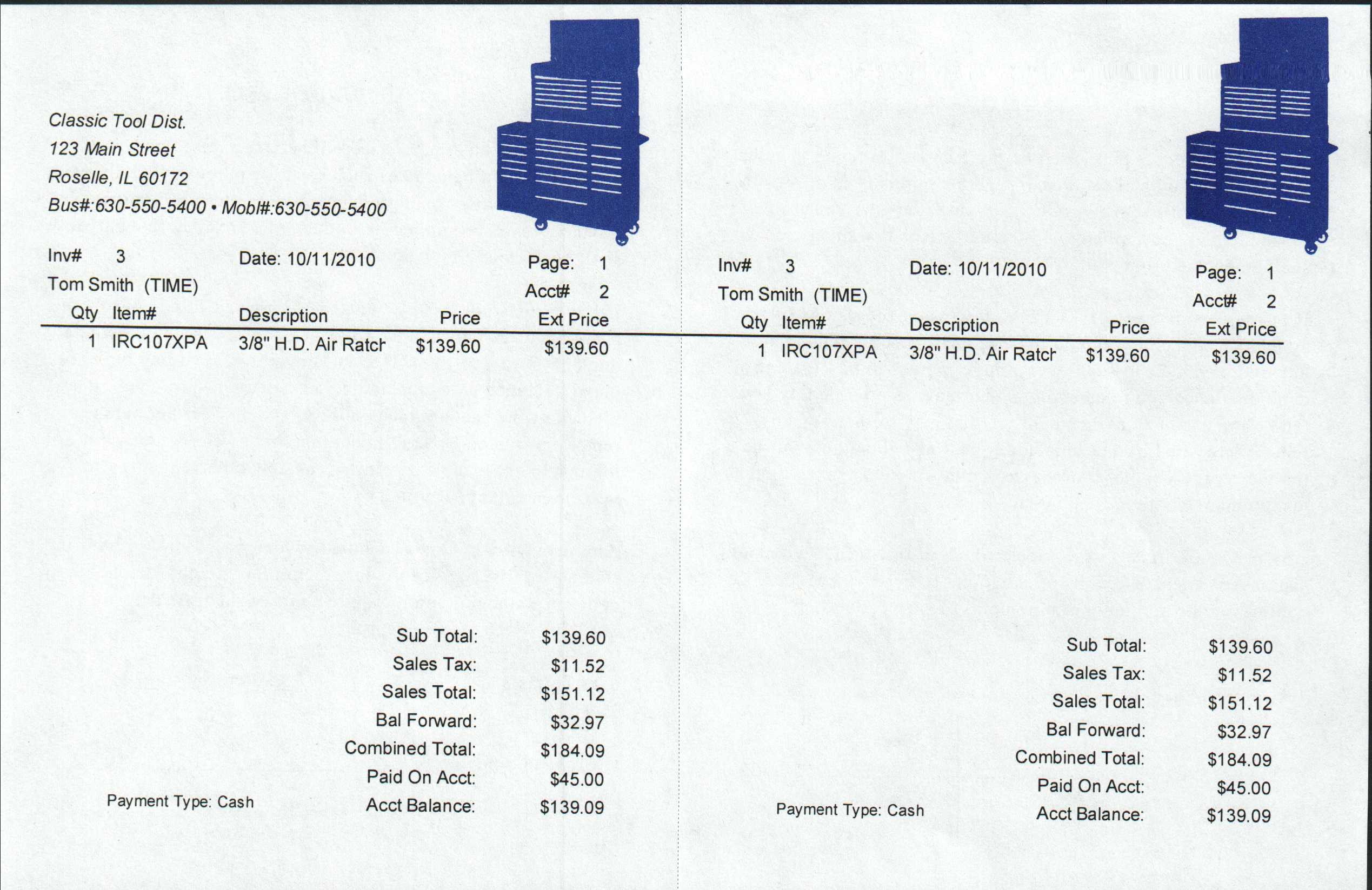 Tool Box Logo Independent 1/4 Page Invoice Paper